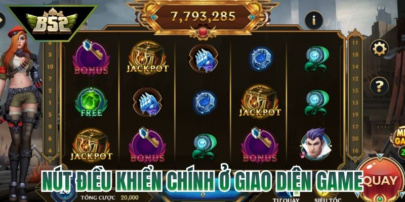Nút điều khiển chính ở giao diện game slot