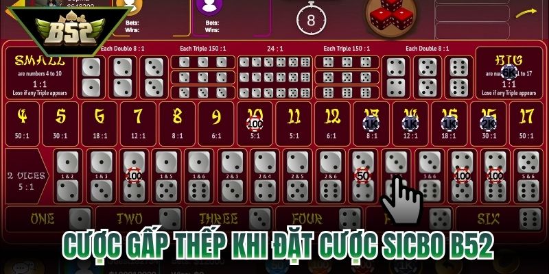 Cược gấp thếp khi đặt cược sicbo B52