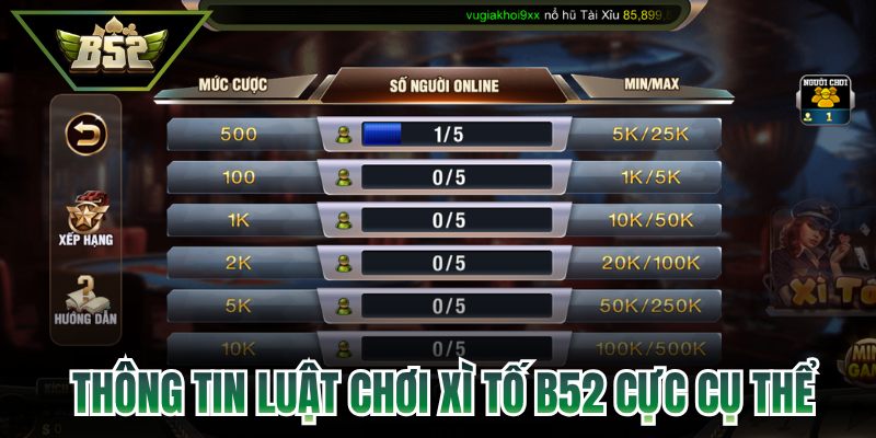 Thông tin luật chơi Xì Tố B52 cực cụ thể